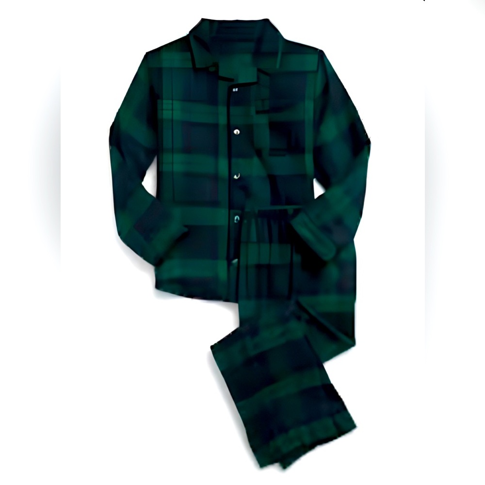 Kids 100% Recycled Black Watch Plaid PJ Set